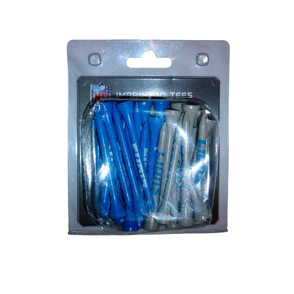 Detroit Lions NFL Imprinted Golf Tees 50 Pack Blue Silver Team Logo Wood Tees